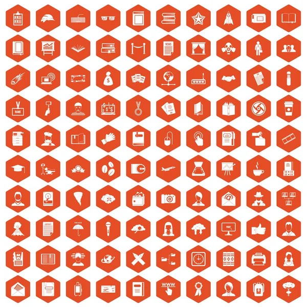 100 spisovatel ikony šestiúhelník oranžové — Stockový vektor
