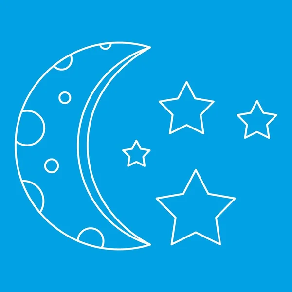 Moon and stars icon, outline style — Stock Vector