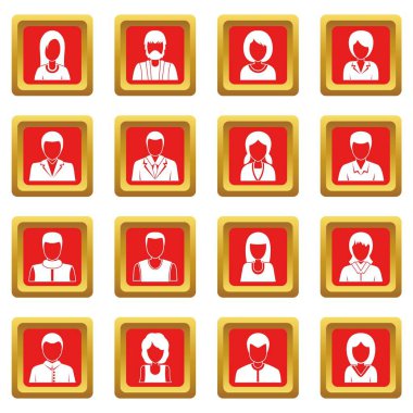 Kırmızı Infographic tasarım bölümleri Icons set