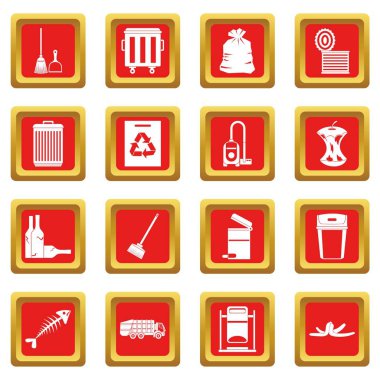 Kırmızı çöp şey Icons set