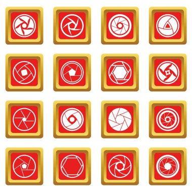 Kırmızı fotoğraf diyafram Icons set