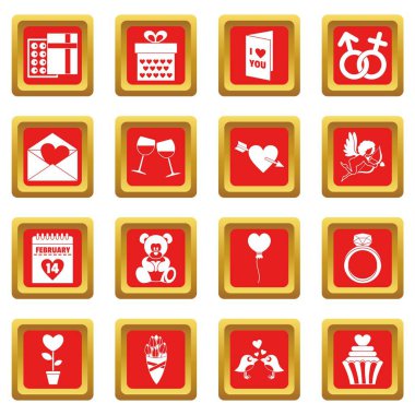 Kırmızı Saint Valentine Icons set