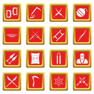 Kırmızı Ninja araçları Icons set