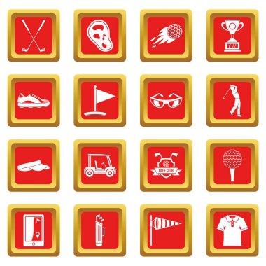 Kırmızı Golf öğeleri Icons set