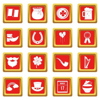 Kırmızı Saint Patrick Icons set