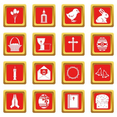 Kırmızı Paskalya öğeleri Icons set