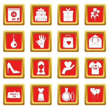 Kırmızı anneler günü Icons set