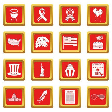 Bağımsızlık günü bayrağı simgeleri set kırmızı