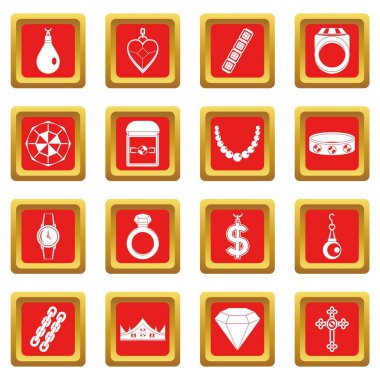 Kırmızı takı öğeleri Icons set