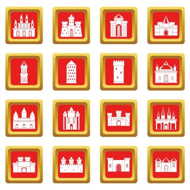 Kuleleri ve kaleler simgeler kırmızı ayarla