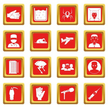 Kırmızı fobi sembolleri Icons set