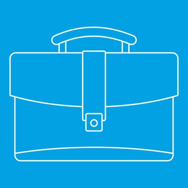 Deri evrak çantası simgesi mavi anahat tarzı vektör illüstrasyon izole. İnce çizgi işareti