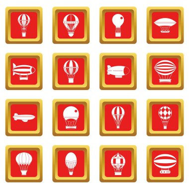 Retro uçak simgeler kırmızı ayarla balonlar