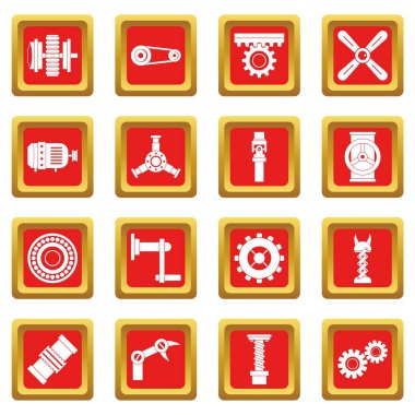 Techno mekanizmaları kırmızı ayarla simgeler kit