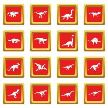 Kırmızı dinozor Icons set