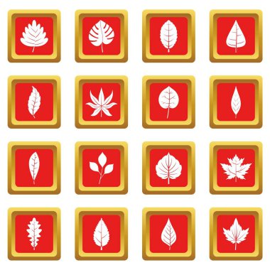 Bitki Icons set kırmızı yapraklar