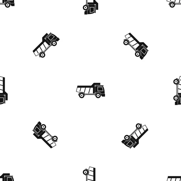 Παιχνίδι φορτηγό μοτίβο μαύρο χωρίς ραφές — Διανυσματικό Αρχείο