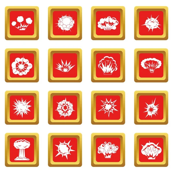 Explosion icons set red — Stock Vector