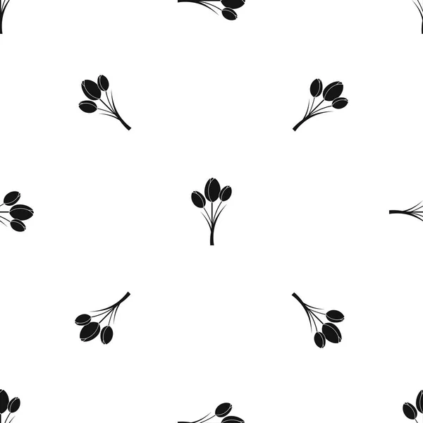 Tulips pattern seamless black — Stock Vector