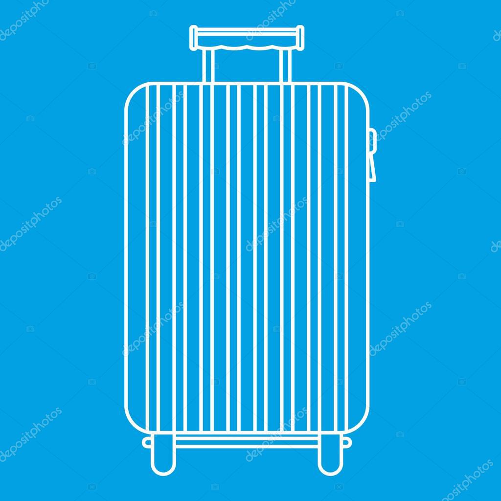 Suitcase on wheels icon blue outline style isolated vector illustration. Thin line sign