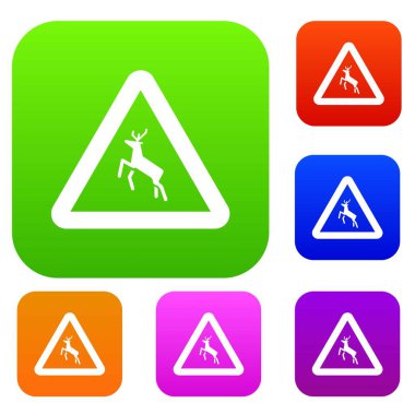 Geyik trafik uyarı işareti koleksiyonu ayarla