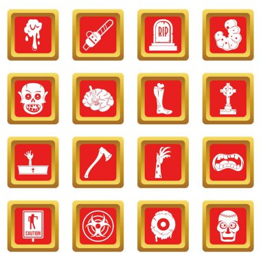 Kırmızı zombi Icons set