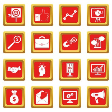 Öğeleri simgeler pazarlama set kırmızı
