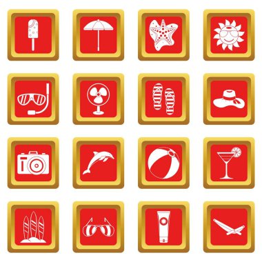 Kırmızı yaz dinlenme Icons set