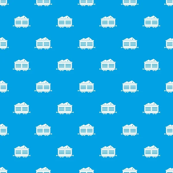 석탄 패턴 원활한 파란 기차 마차 — 스톡 벡터