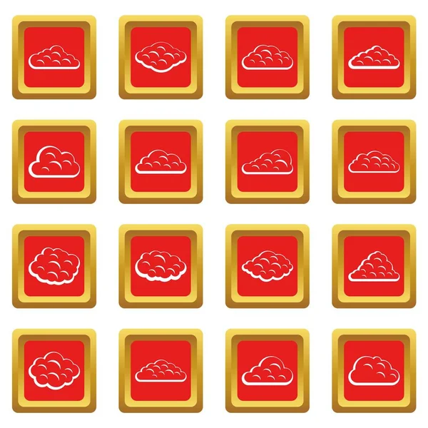 Хмари піктограм встановити червоний — стоковий вектор