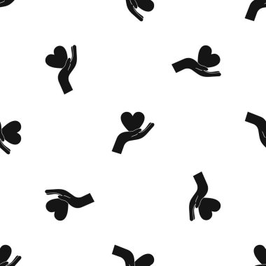 Kalp tutan el desen sorunsuz siyah