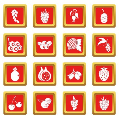 Kırmızı çilek Icons set