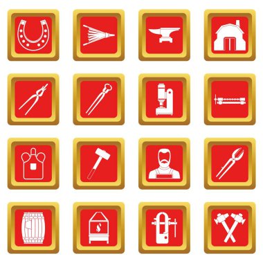 Kırmızı demirci Icons set