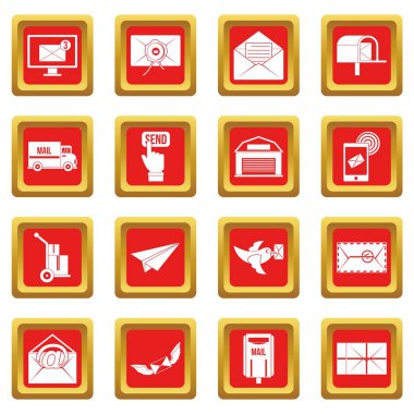 Kırmızı Poste hizmet Icons set