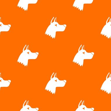 Doberman köpek modeli herhangi bir tasarım için turuncu renkte sorunsuz tekrarlamak. Vektör geometrik çizim