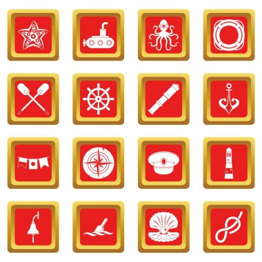 Kırmızı deniz Icons set