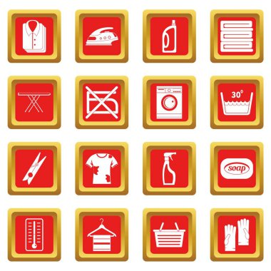 Kırmızı Çamaşırhane Icons set