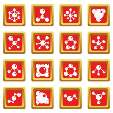 Kırmızı molekül Icons set