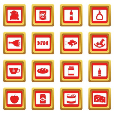 Dükkanı hareket gıdalar simgeleri kırmızı ayarla