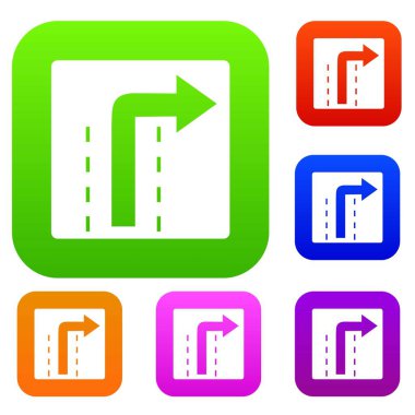 Trafik işaretleri koleksiyon küme sağa dönün