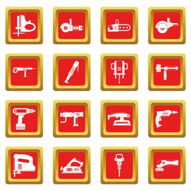 Kırmızı elektrikli aletler Icons set