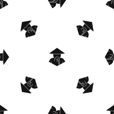 Konik şapka model sorunsuz siyah Asyalı adam