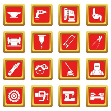 Kırmızı metal çalışma Icons set