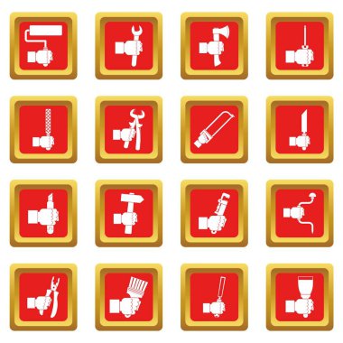 Kırmızı el aracı Icons set
