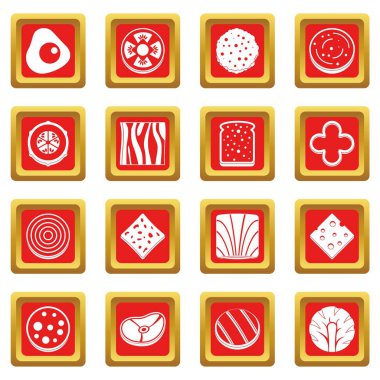 Dilim gıda madde simgeler kırmızı ayarla