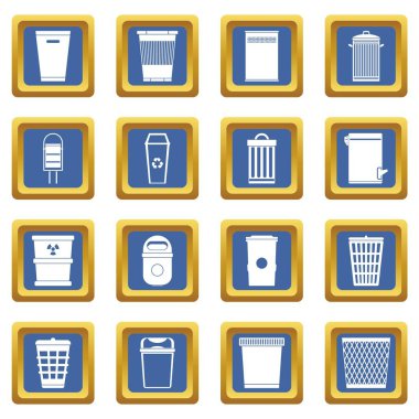 Mavi çöp can Icons set