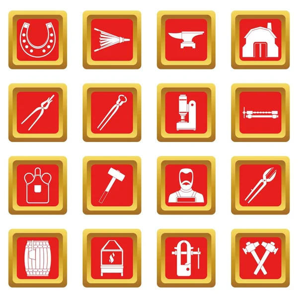 Conjunto de iconos herrero rojo — Vector de stock