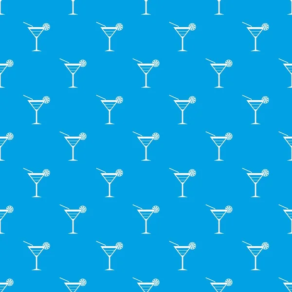 Beach cocktail pattern seamless blue — Stock Vector