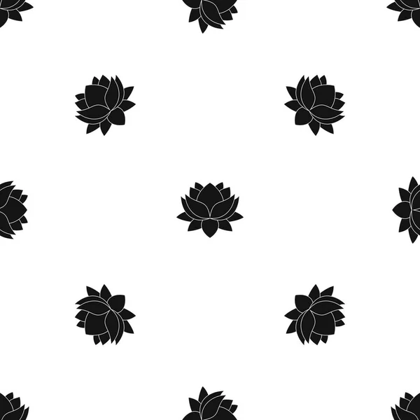 Water lily flower pattern seamless black — Stock Vector