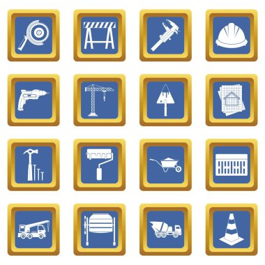 Mavi mimari Icons set